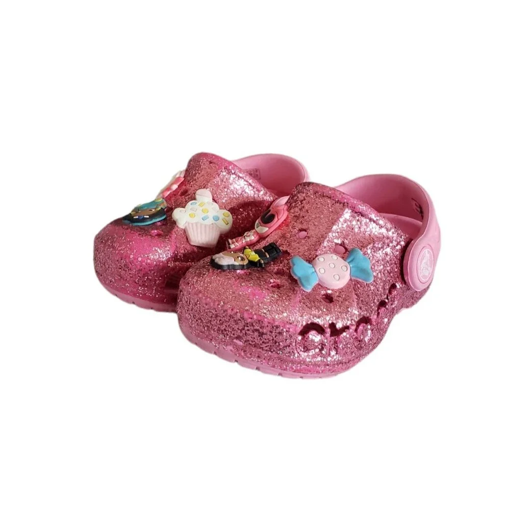 Crocs Baya Little Girls Glitter Clog Size C 5 Pink Stylish Comfortable